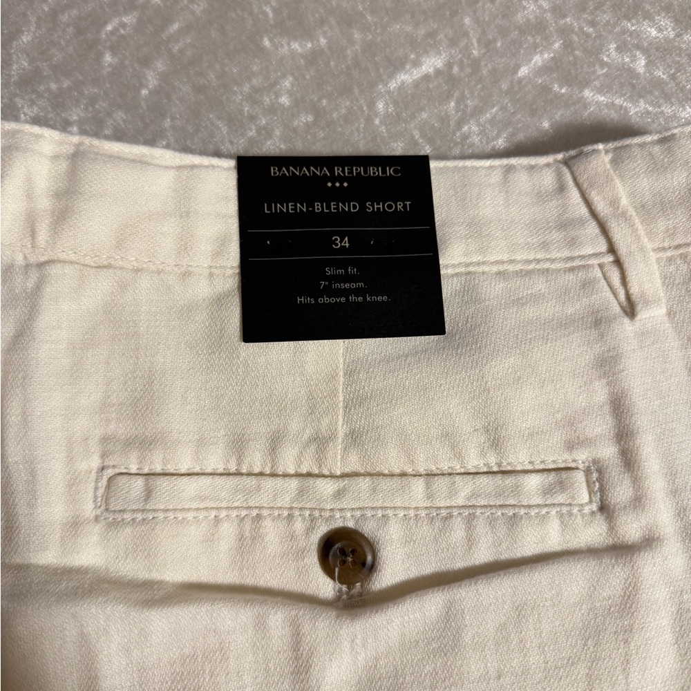 Banana Republic Cream Linen-Blend Shorts